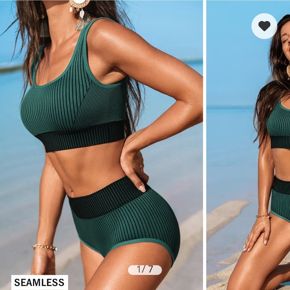 Cupshe Seamless Square Neck Bralette and High Waisted Bottoms Set